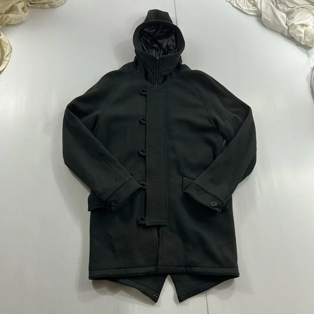 192. Classic‎ Black Double-Breasted Pea Coat (M)